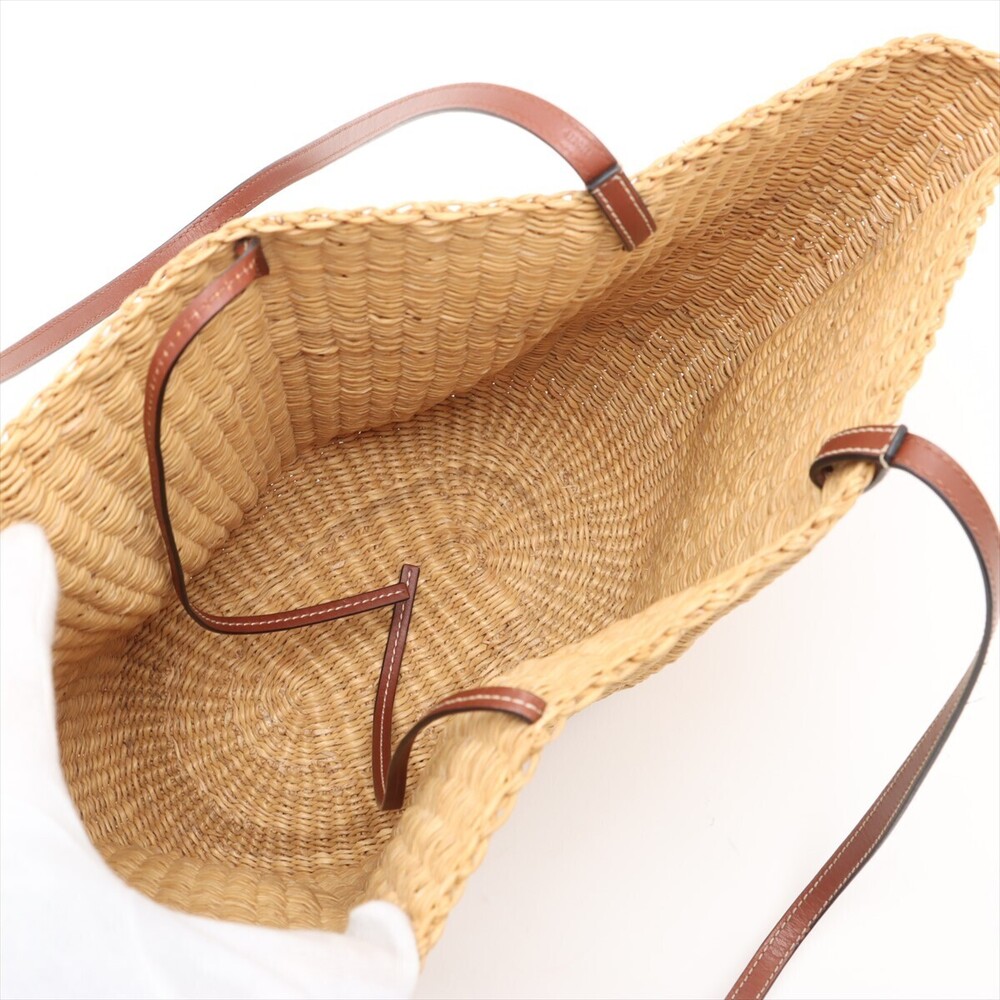 Loewe Shell Basket Elephant Grass Leather Bag Beige Tan Brown - Picture 7 of 8